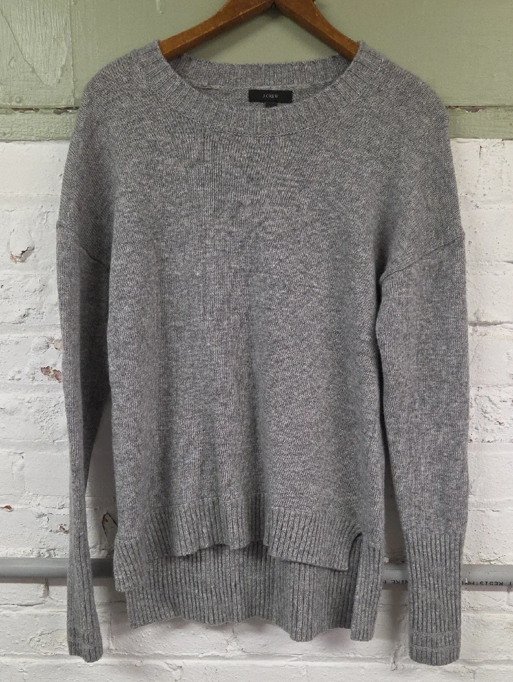 J. Crew Gray Knit Crewneck Sweater Small Wool